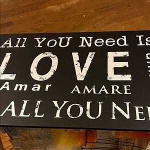 Chic Black and White Love Typography Wall Art, TV Stand/Lap Tray